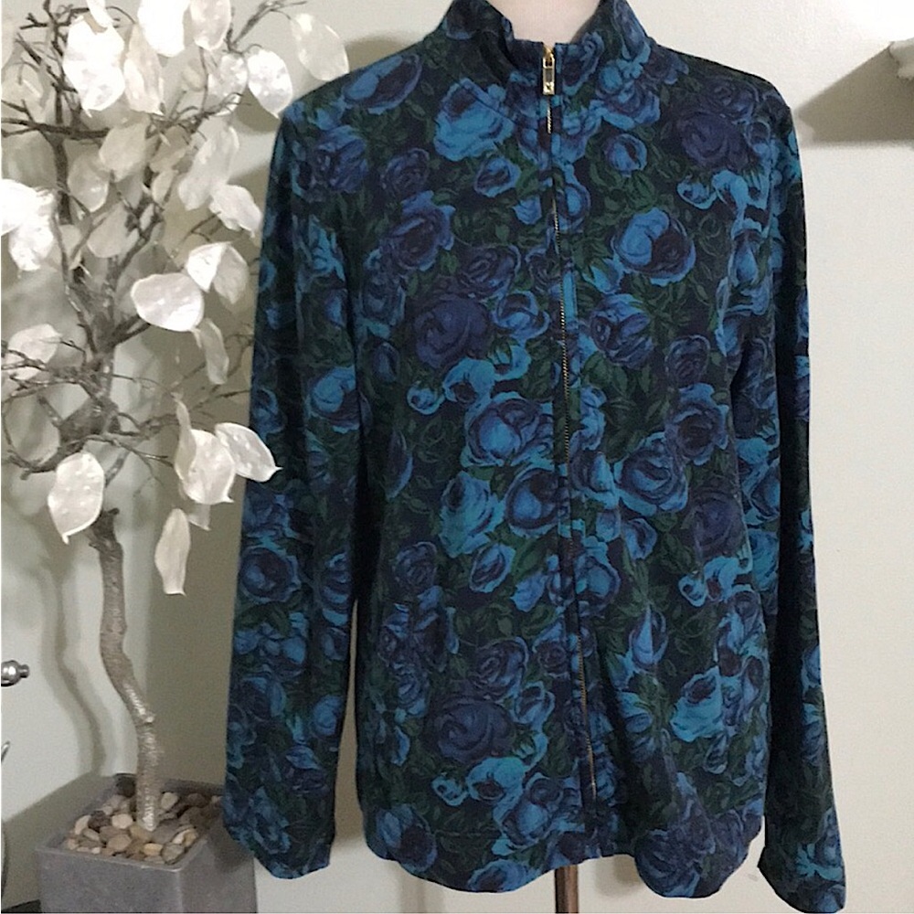 Liz Claiborne Floral Long Sleeve Jacket Sz XL